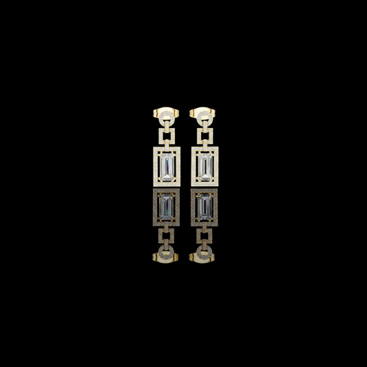 1.55 CT Luxury Baguette Cut Lab Grown Diamond Geometric Drop Earrings For Trendy Girls