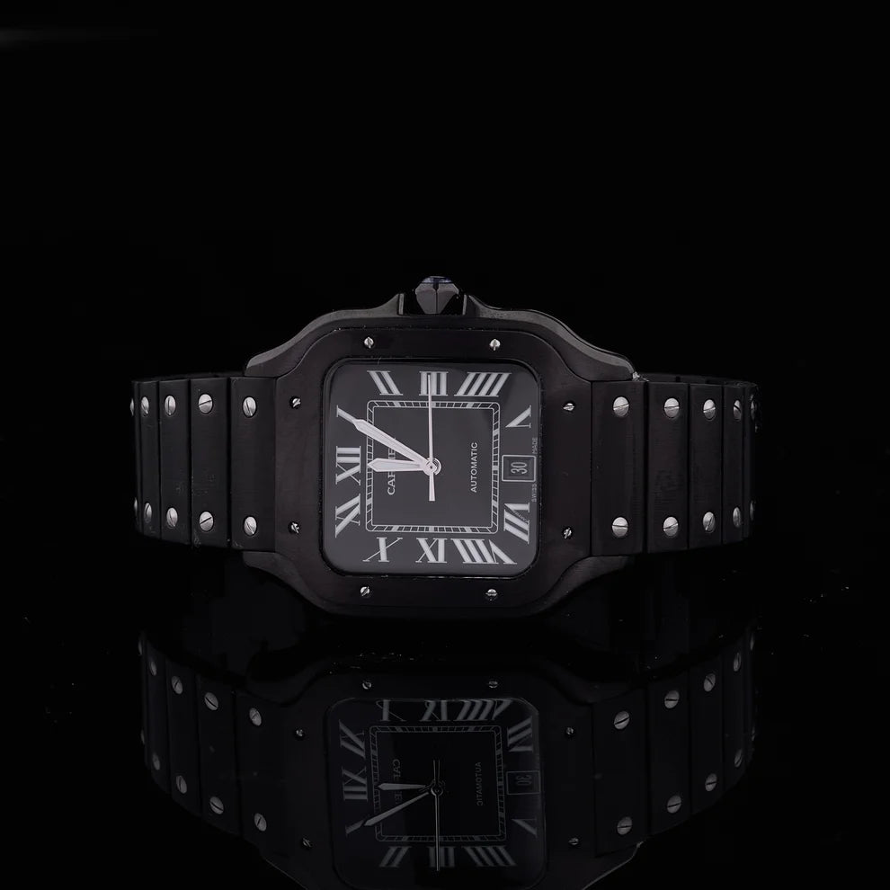 Midnight Diamond Prestige Collection Full Pavé Diamond Chronograph Black Luxury Timepiece Duo