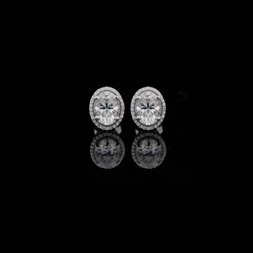 Oval Cut Halo Stud Earring Set with Micro Pave Accent Moissanite Diamond