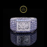 Full Iced Ascher and Baguette Cut Blue Diamond Watch in White Gold – Where Innovation Meets Luxury
