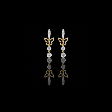 0.55 TCW Elegant Butterfly Moissanite Diamond Drop Earrings with Pave Accents and Bezel Set Round Diamonds