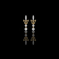 Butterfly Motif Moissanite Diamond Drop Earrings with Round Stones