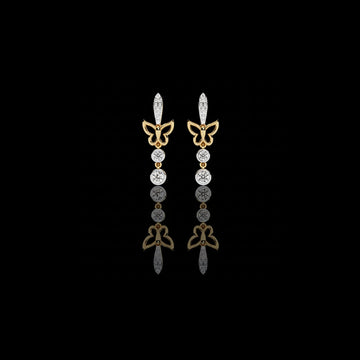 Butterfly Motif Moissanite Diamond Drop Earrings with Round Stones