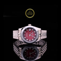 Luxury Red Dial Diamond Marker Automatic Watch