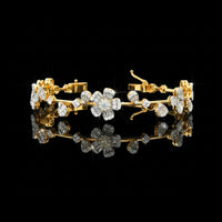 Floral Diamond Bracelet in Moissanite Diamond with Clustered Petal Baguette & Round Cut Accents Design