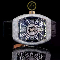 Skeleton Watch with Oversized Arabic Dial With Leather Strap