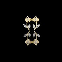 Nature Inspired Leaf Moissanite Diamond Stud Earrings with Brilliance Marquise Cut