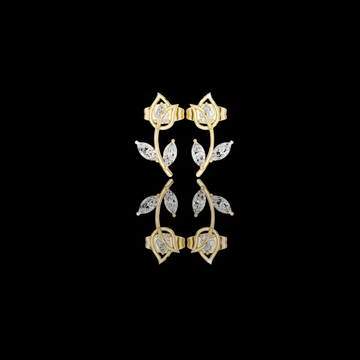Nature Inspired Leaf Moissanite Diamond Stud Earrings with Brilliance Marquise Cut