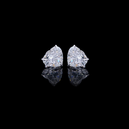 1.55 TCW Elegant Heart Shaped Lab Grown Stud Earrings in Polished Silver Sparkling Romantic Jewelry