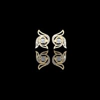 Signature Round Moissanite Diamond Winged Swirl Stud Earrings