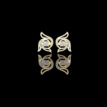 Signature Round Moissanite Diamond Winged Swirl Stud Earrings