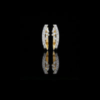 Round Moissanite Diamond Baguette Accent Hoop Earrings in Yellow Gold