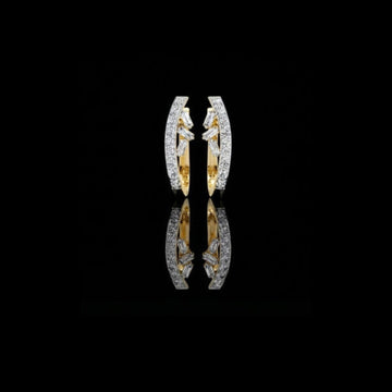 Round Moissanite Diamond Baguette Accent Hoop Earrings in Yellow Gold