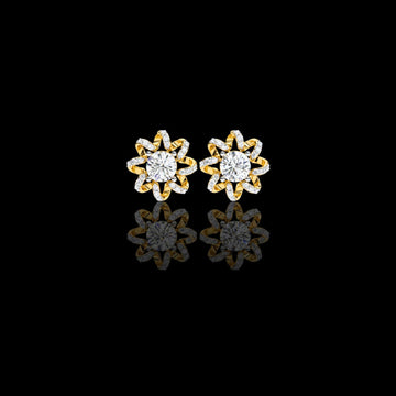 1.93 TCW Elegant Floral Halo Stud Moissanite Earrings Featuring Round Cut Center Stones and Pave Crystal Petals
