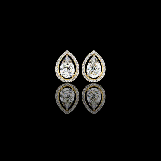 0.71 CT Luxury Lab Created Pear Shaped Halo Stud Earrings Perfect for Special Occasions
