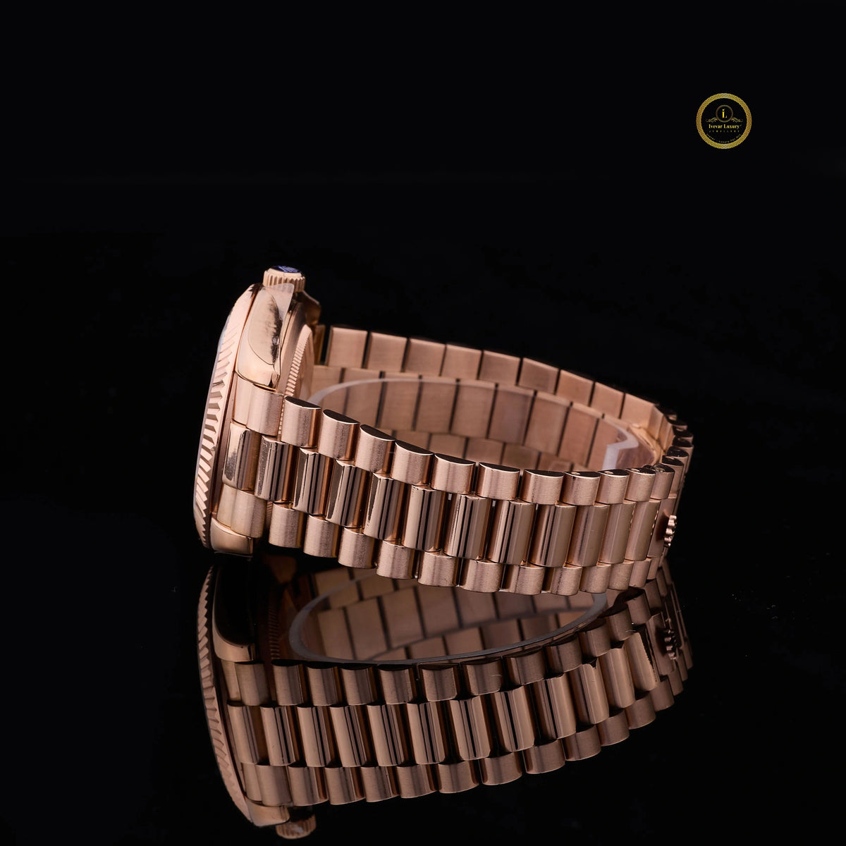 Luxury Green Dial Rose Gold Calendar Watch - View 3