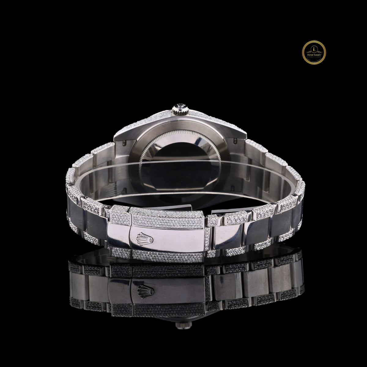 Silver Iced Out Diamond Watch with Grey Dial – Luxury Men’s Custom Timepiece - View 4