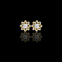 Sunburst Round Moissanite Diamond Floral Stud Earrings in Gold