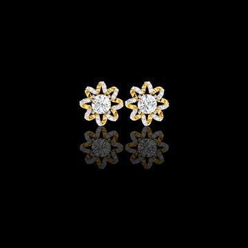 Sunburst Round Moissanite Diamond Floral Stud Earrings in Gold