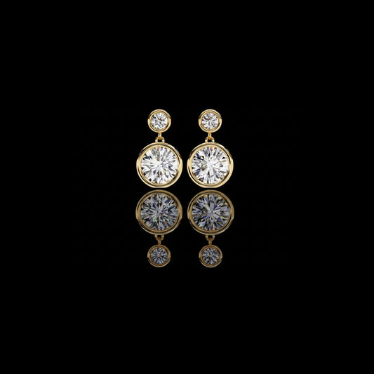 1.83 TCW Sophisticated Moissanite Bezel Set Radiant Round Cut Diamond Earring for the Discerning