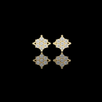 Elegant Round Moissanite Diamond Cluster Stud Earrings with Round Floral Inspired Design