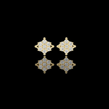 Elegant Round Moissanite Diamond Cluster Stud Earrings with Round Floral Inspired Design