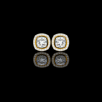 2.00 CT Exquisite Moissanite Cushion Halo Stud Earrings Featuring Round Brilliant Center Stones