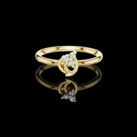 Round Cut Lab Grown Diamond Cluster Gold Fashion Ring with Open Loop