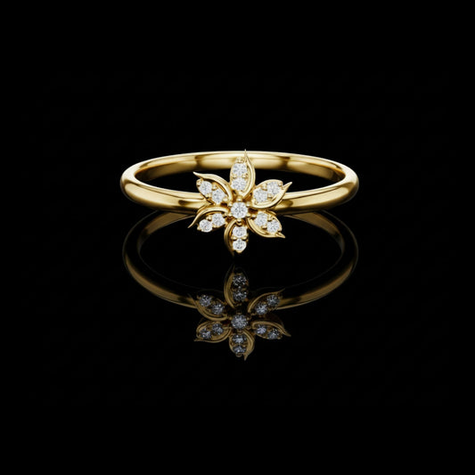 Nature Inspired Round Lab Grown Diamond Flower Ring