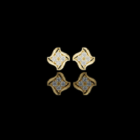 Sculptural Floral Round Moissanite Diamond Stud Earrings