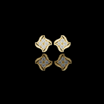 Sculptural Floral Round Moissanite Diamond Stud Earrings