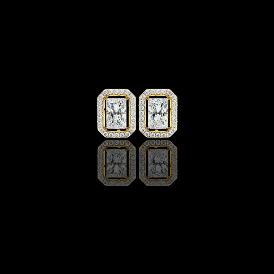 0.80 CT Best Lab Grown Radiant Cut Halo Diamond Earrings For Anniversary Gift