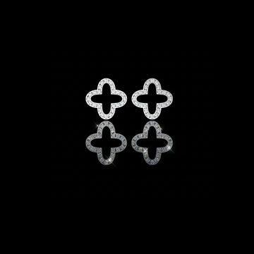 0.24 TCW Handcrafted Geometric Elegance with Pave Round Moissanite Diamond Brilliance Eternal Clover Stud Earring