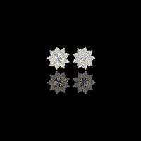 Radiant Floral Inspired Cluster Round Moissanite Diamond Stud Earring