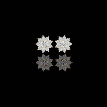Radiant Floral Inspired Cluster Round Moissanite Diamond Stud Earring