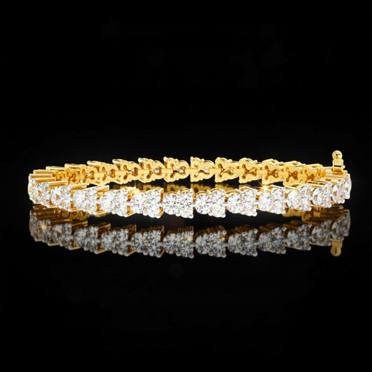 1.28 TCW Luxury Trinity Cluster Round Cut Lab Grown Diamond Tennis Bracelet Brilliant High Shine Jewelry