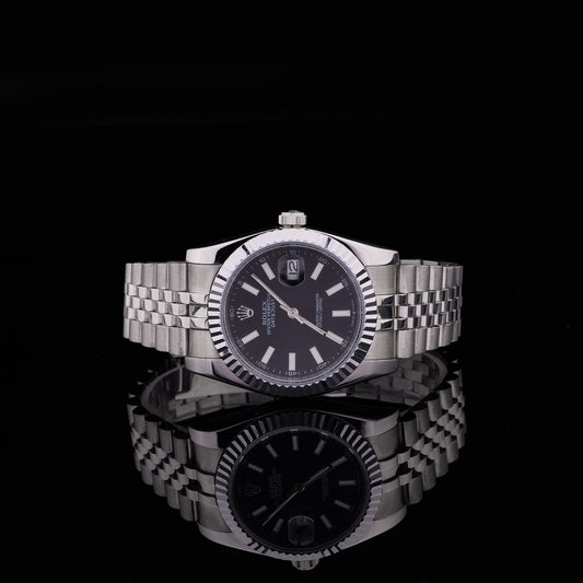 Automatic Date Watch with Black Dial & Jubilee Band