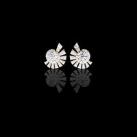 Sunburst Moissanite Diamond Geometric Stud Earrings in Yellow Gold