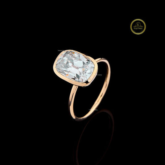 Elongated Cushion Cut Lab Diamond Bezel Set