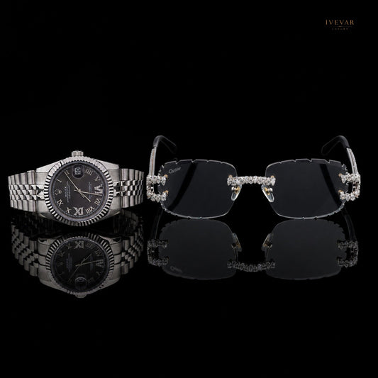 Prestige Stainless Steel Watch And Luxury Eyewear Set Sunglasses Collection By Ivevar