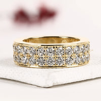 Two Row Round Cut Lab Diamond Full Eternity Wedding Band
