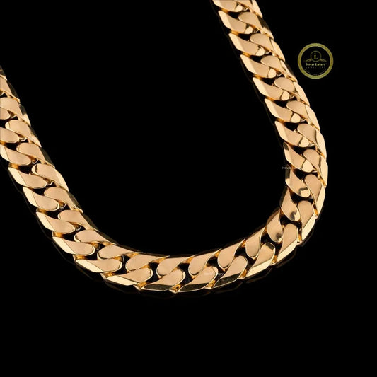 Plain Cuban Link Chain Necklace with Pave Set Moissanite on Clasp