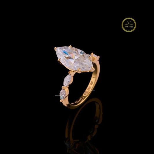 Marquise Cut Moissanite Diamond Five Stone Engagement Ring