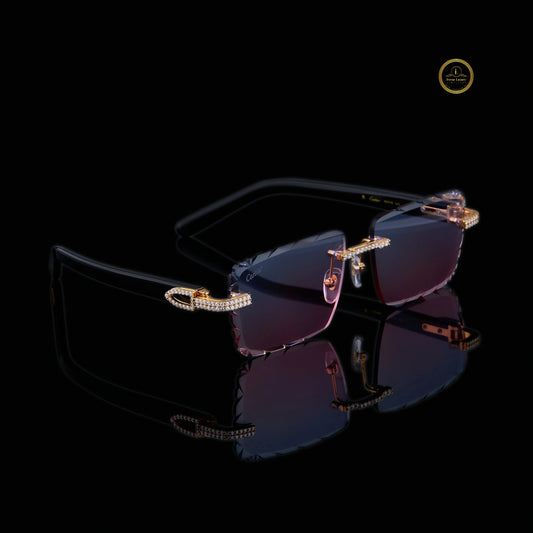 Custom Diamond Rimless Sunglasses Gold Luxury Designer Shades