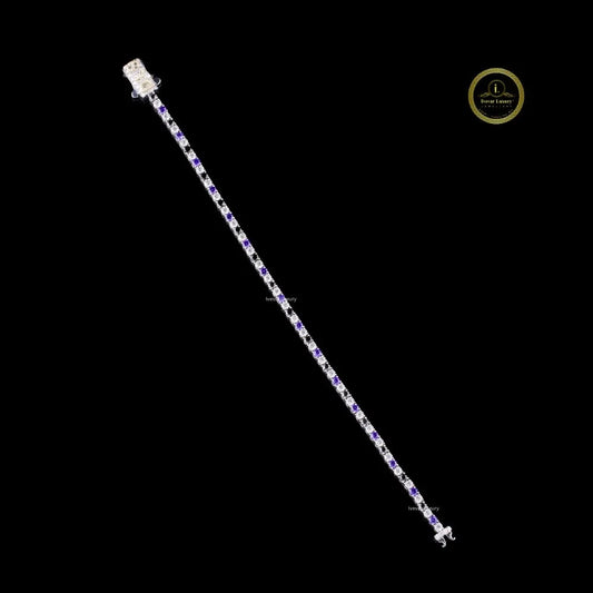 Blue Sapphire Round Cut Lab Grown Diamond Tennis Bracelet