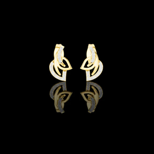 Interwoven Curve Round Lab Grown Diamond Earrings with Sparkle