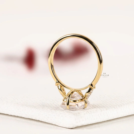 Emerald Cut Moissanite Diamond Solitaire Engagement Ring