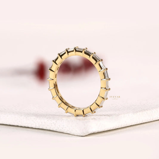 East West Baguette Cut Lab Diamond Stacking Band Ring