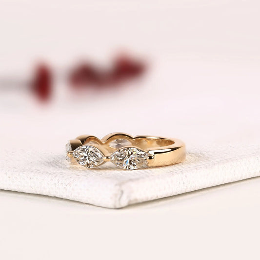 East West Marquise Cut Lab Eternity Wedding Band