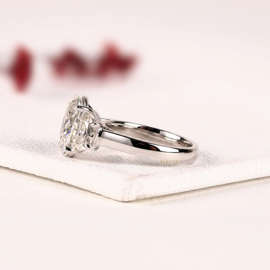 Trilogy Oval Cut Lab Diamond Engagement Ring